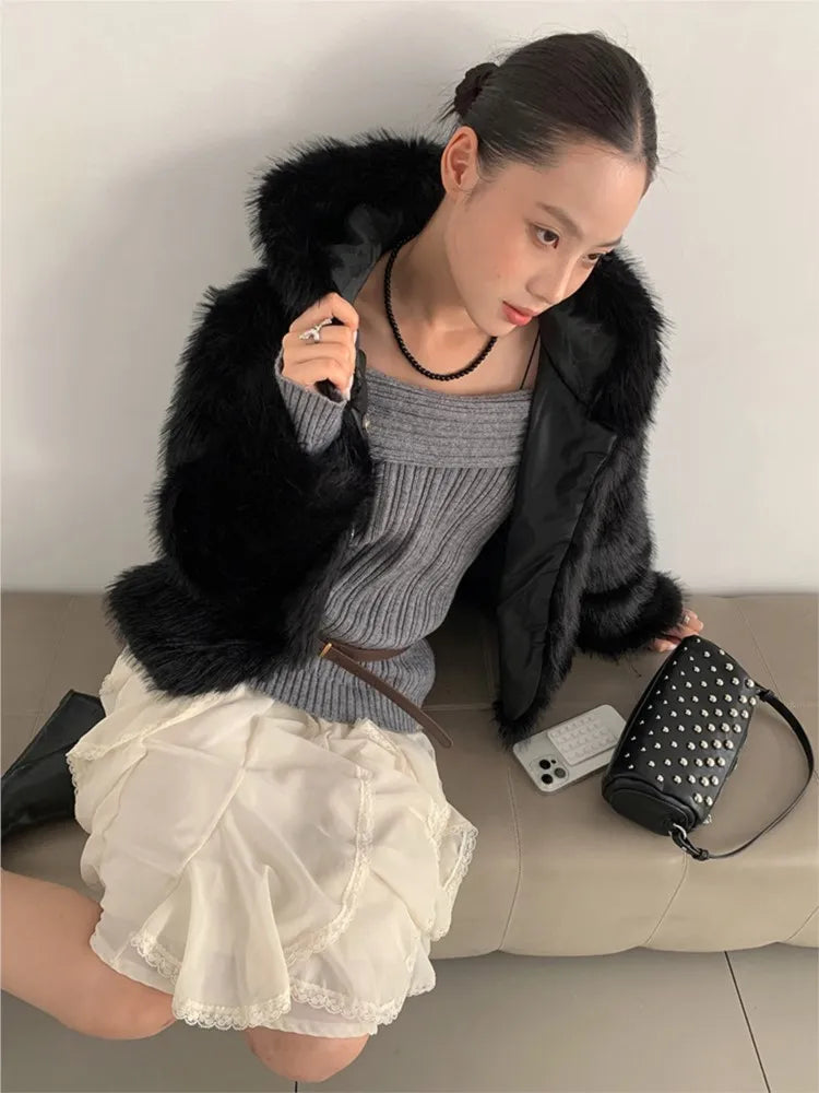 Aiertu  -  Irregular Streetwear Short Skirt Lace Patchwork Sweet Chic Beige Women Skirt A-line Elastic Waist Fashion Summer Skirts 2025 New Aiertu