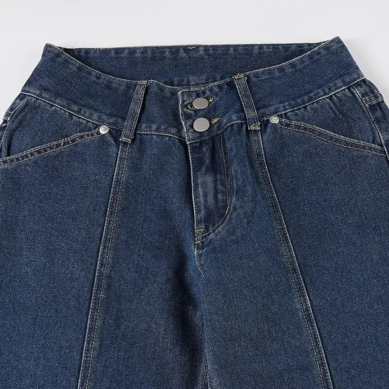 Aiertu  -  Blue Baggy Jeans Japanese 2000s Style Y2k Pants Downtown Girl Aesthetic Denim Flare Pants Streetwear Clothing P67-EZ55 Aiertu