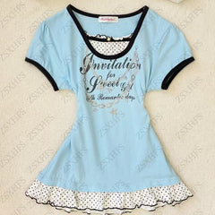 Aiertu  -  Aesthetic T Shirts Women Clothes Polka Dot Lace Tees Harajuku Short sleeve Casual 2000s Graphic Top Femme Kawaii Korea Tee shirt Aiertu