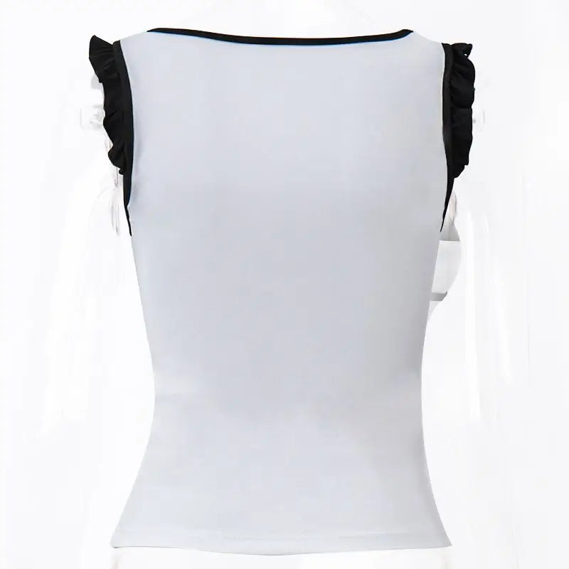 Aiertu  -  Bow Panelled American Sweet Cruel Women Clothing Lace Patchwork Y2K Goth Vintage Sling Vest 2025 New Elegant 2000S Tanks Aiertu