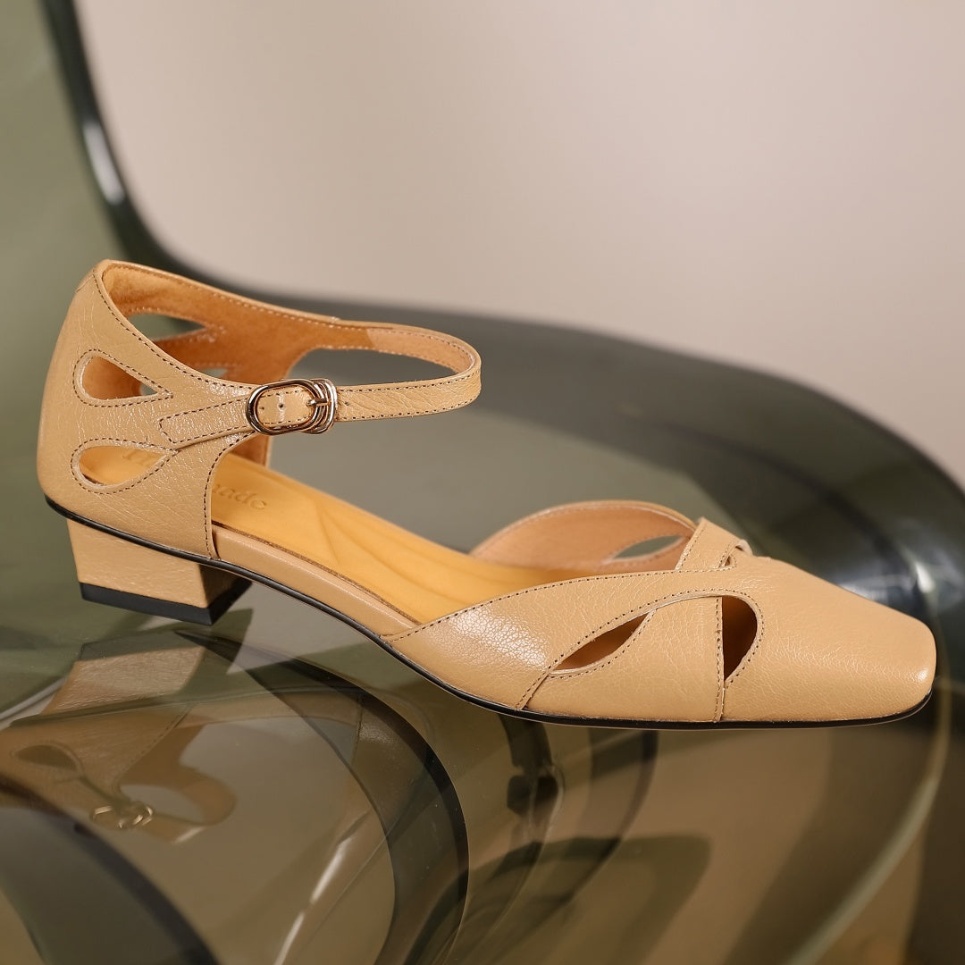 Aiertu  -  Plus size 34-41 women's genuine leather hollow-out ankle strap flats sandals elegant ladies slim daily dress shoes for woman hot Aiertu