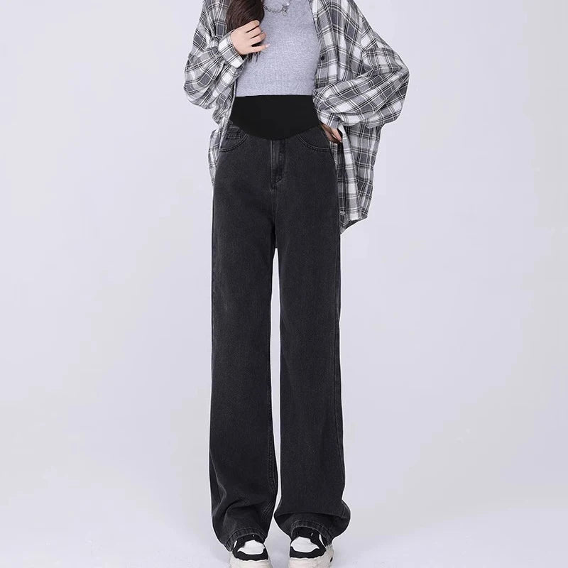 Aiertu Fashion Maternity Jeans Maternal Clothes for Pregnant Wide Leg Pants Belly Support Trousers Premama Clothing Pregnancy Aiertu