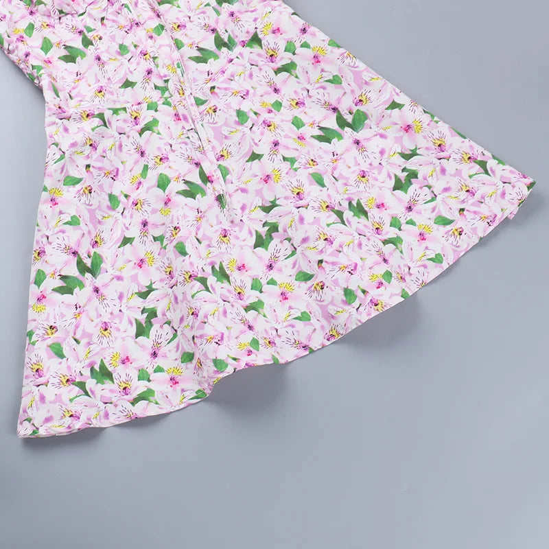 Aiertu  -  Pink Floral Printed Slip Dress Women Summer Sexy Sleeveless A-line High Waist Short Dresses Vacation Beach Sundress 2025 New Aiertu