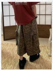 Aiertu  -  Women's Leopard Print Camouflage Capris Unisex Loose Shorts Summer Street Style Young Girl Casual Bottom Female Calf-length Pant Aiertu