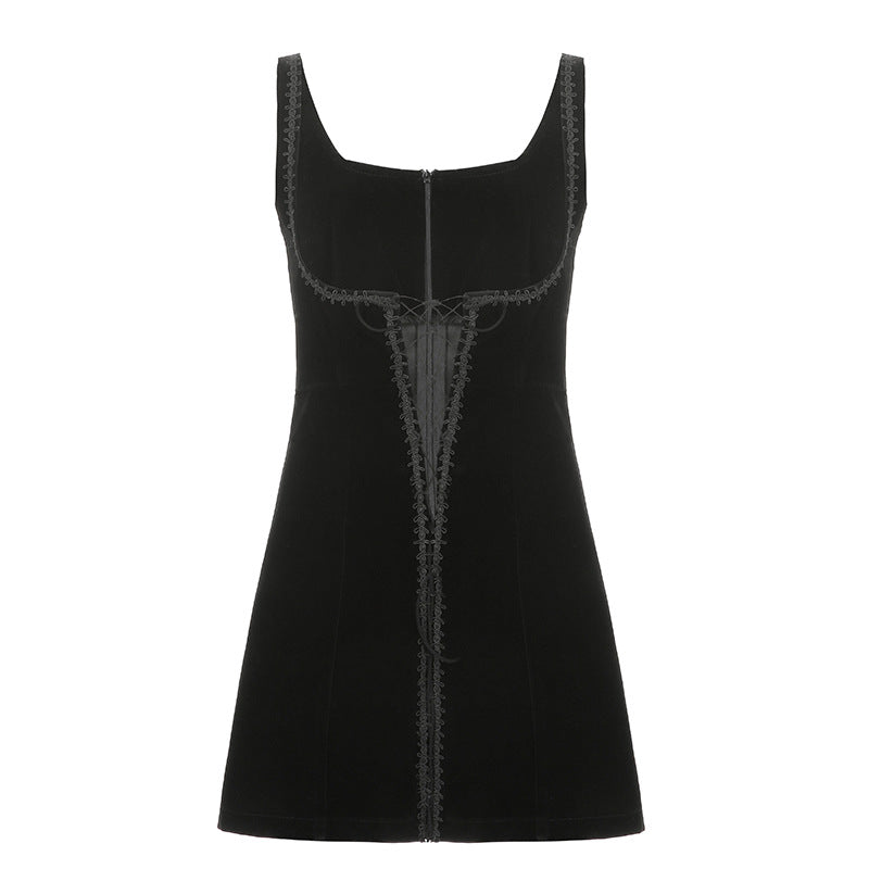 Aiertu - Solid Color Vest Strap Slimming Chest Strap Dress Aiertu