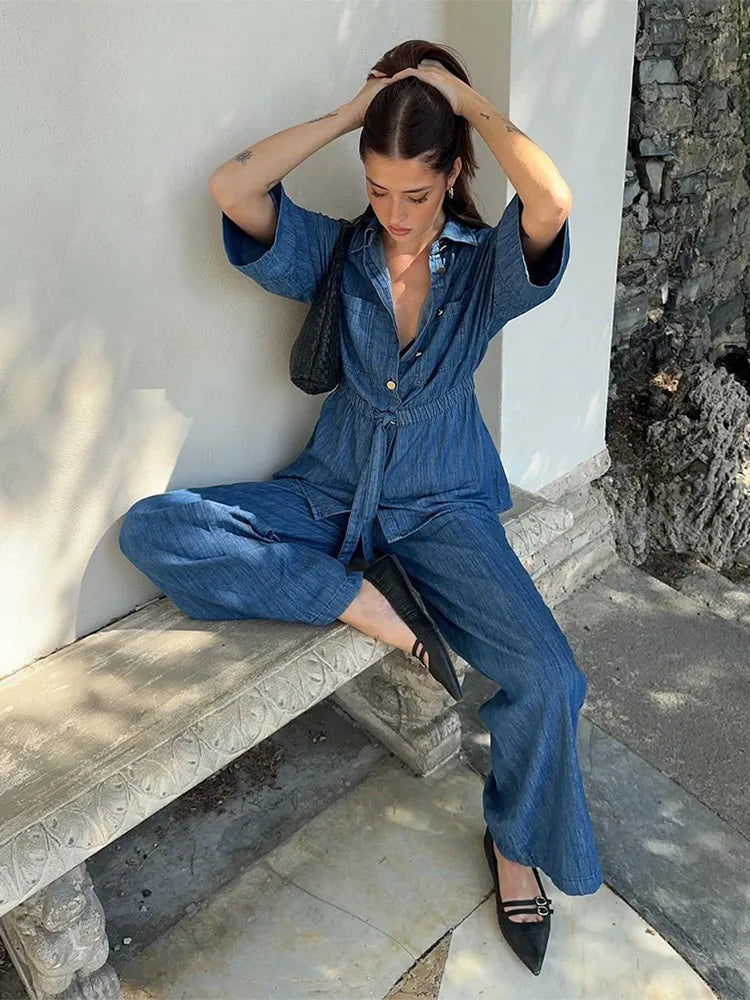 Aiertu  2025 New Fashion Loose Blue Jeans Women's Retro High Waisted Wide Leg Denim Pants Spring High Street All-match Straight Jean Aiertu