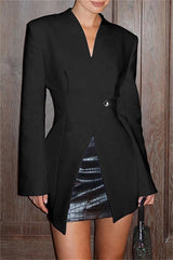 Aiertu  -Casual Solid Color Buttons V Neck Outerwear(3 Colors) aiertu