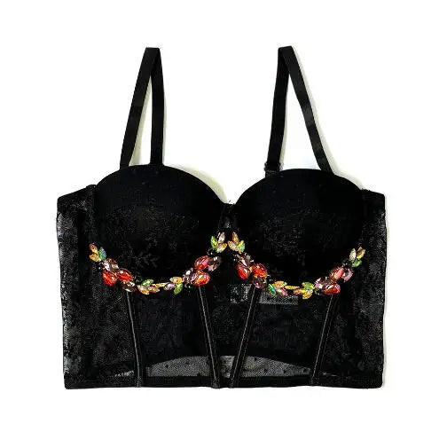 Aiertu  -   party look snspos Rhinestone Female Corset Top Women Camis Nightclub Short Sexy Camisole Mujer Lingerie Tube Bra Debardeur Aiertu