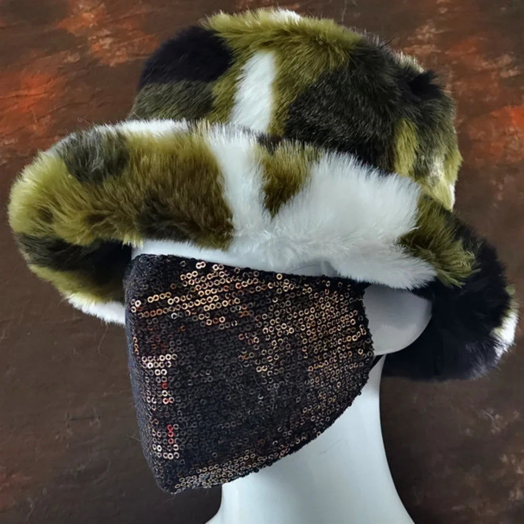 Aiertu  -  Winter 58-60cm XL Faux Fur Bucket Hat For Women Outdoor Warm Luxury Oversize Fisherman Hat Girl Trendy Party Long Fur Panama Cap Aiertu