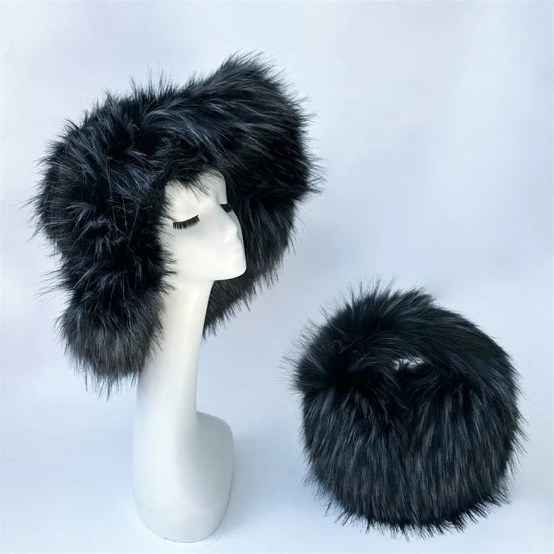 Aiertu  -  Winter Hat New Candy Color Faux Fur Y2k Warm Plush Basin Hat Unisex Bucket Hat Bob Homme Aiertu