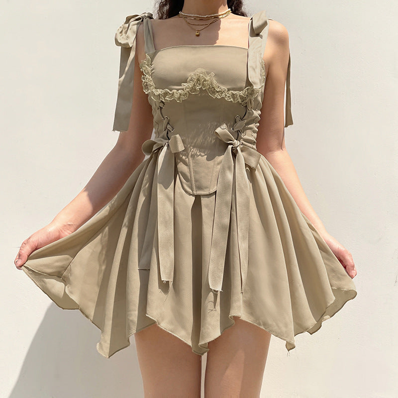 Aiertu - Style Lace And Fungus Stitching Dress Aiertu
