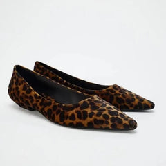 Aiertu  -  Autumn Barefoot Woman Shoes Shallow Low Heels Pointed Toe Elegant Designer Comfortable Soft Sole Leopard Office Lady Flats Aiertu
