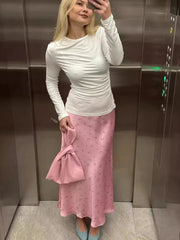 Aiertu  -  Women's Printed Skirt Fashion Fragmented Flower Colored Ding Printed Long Skirt Hanging High Waist Long A-line Skirt Aiertu