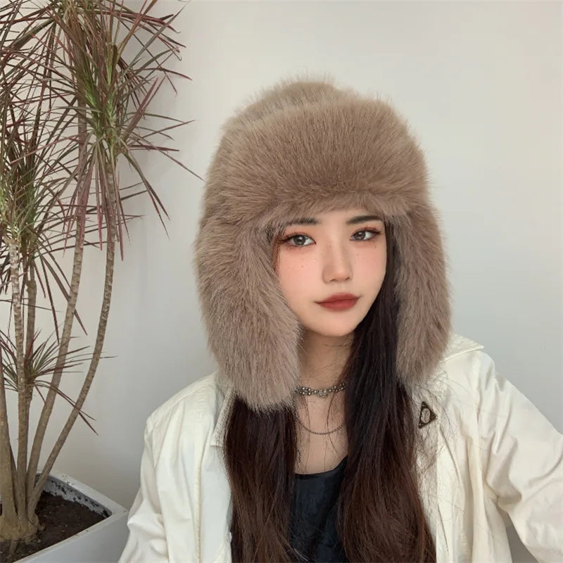 Aiertu  -  Bucket Hat Purple Winter New Candy Color Faux Fur Y2k Warm Plush Basin Hat Unisex Bucket Hat Hat Hats for Women Aiertu