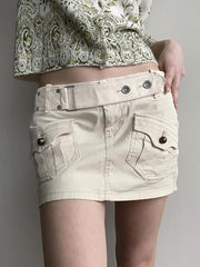 Aiertu  -Vintage Belted Pocket Cargo Mini Skirt aiertu