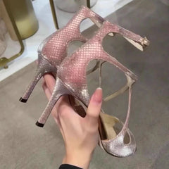 Aiertu  -   Luxury Sandals New Thin Heel Light Pink Open Toe Square Fish Mouth High Heel Sandal Woman Shoes Aiertu