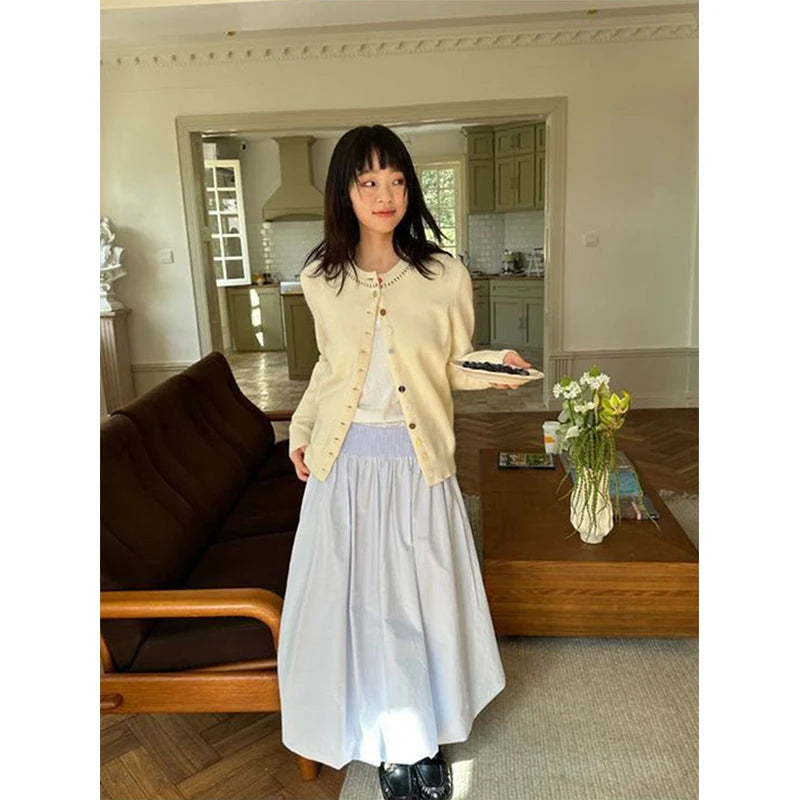 Aiertu  -  Kawaii Cute Midi Skirt Women Japanese Streetwear Ball Gown Bud Skirts Summer Fashion Harajuku Casual Design A Line Faldas Aiertu