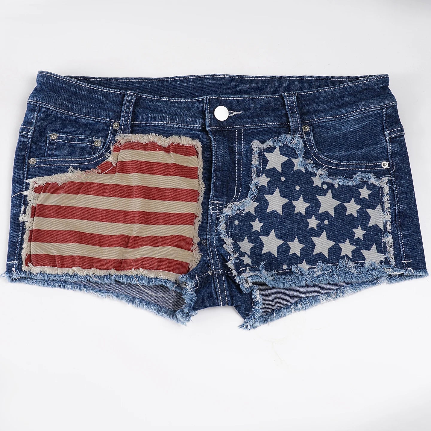 Aiertu  -  Asymmetrical Print Retro Denim Shorts Distressed y2k Low Rise Skinny Hot Sexy Denim Shorts Summer Streetwear Chic Shorts Aiertu