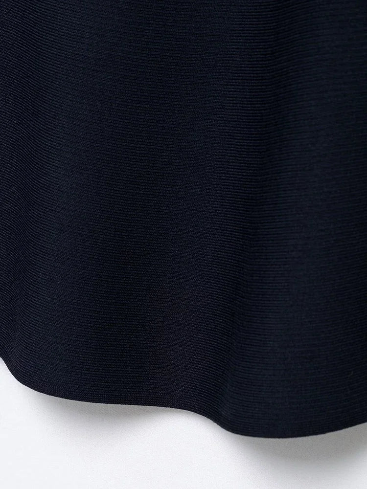 Aiertu  Women Fashion Navy Blue A-Line Knitted Mini Skirt Vintage High Elastic Waist Female Chic Lady Skirts Aiertu