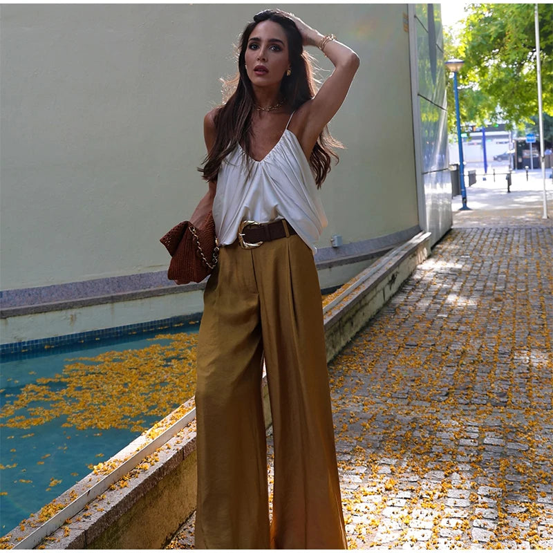 Aiertu  -  Y2k Satin Pleated Cropped Vest For Women Summer Elegant Irregular Hem Suspender Tops Female Street Backless Sleeveless Chic Tank Aiertu