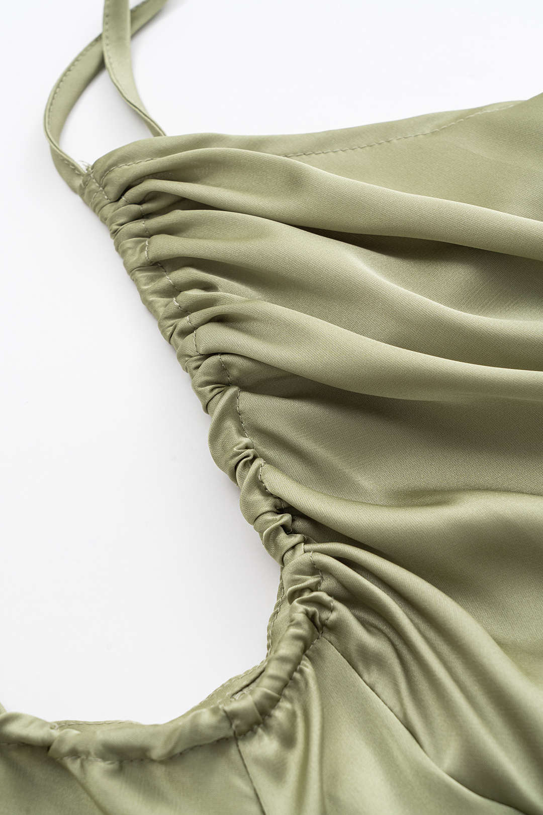 Aiertu  -  Satin Slip V-Neck Ruched Sleeveless Maxi Dress Aiertu
