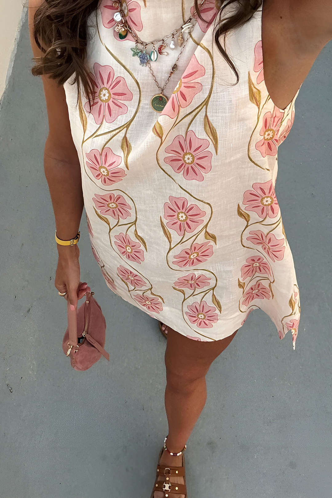 Aiertu  -Floral Pattern Tank Sleeveless Mini Dress aiertu