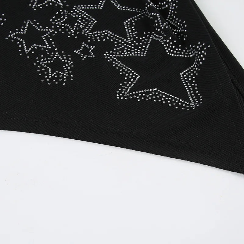 Aiertu  -  European American dark wind star hot diamond irregular chest wrap top Spice girl sexy backless design sense lace-up vest woman Aiertu