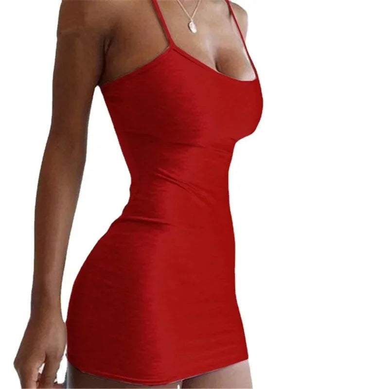 Aiertu Summer Street Bodycon Dress Sexy Short Dress Nightclub Dress for Women Tight-Fitting Wrap Hip Over-The-Knee Sleeveless Dresses Aiertu