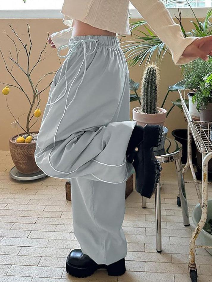 Aiertu  Low Rise Striped Loose-Fit Wide-Leg Sweatpants Aiertu