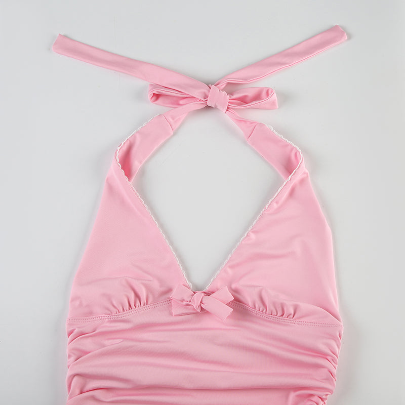 Aiertu  -Eliana Ruched Halter Top aiertu
