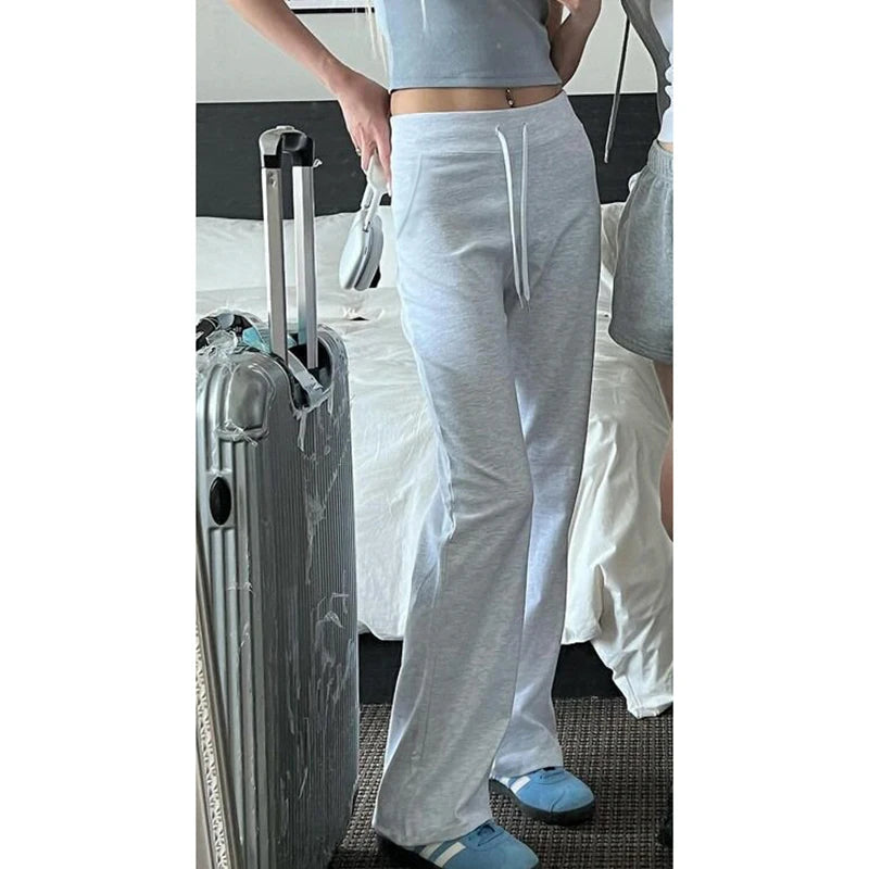 Aiertu  -  All-match Casual Pants Women Streetwear Drawstring Knitted Pants Autumn Basic Trousers Concise Slacks Sporty Sweatpants Aiertu