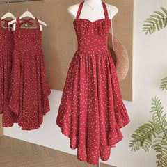 Aiertu  -   Long Dresses Backless Polka Dot Spring Summer Halter Women Dress Korean Fashion Vintage Elegant Vestidos Mujer Aiertu