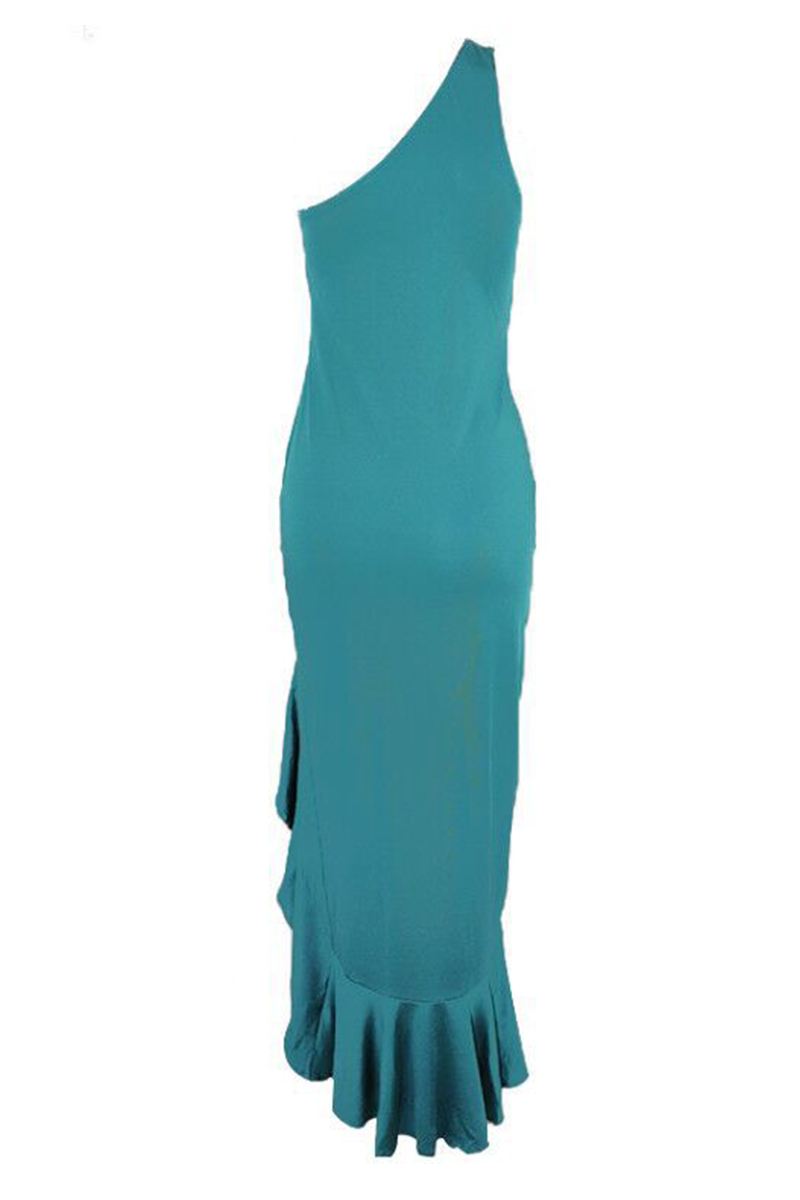 Aiertu  -  Elegant Solid Flounce Slit One Shoulder Evening Dress Dresses(8 Colors) Aiertu