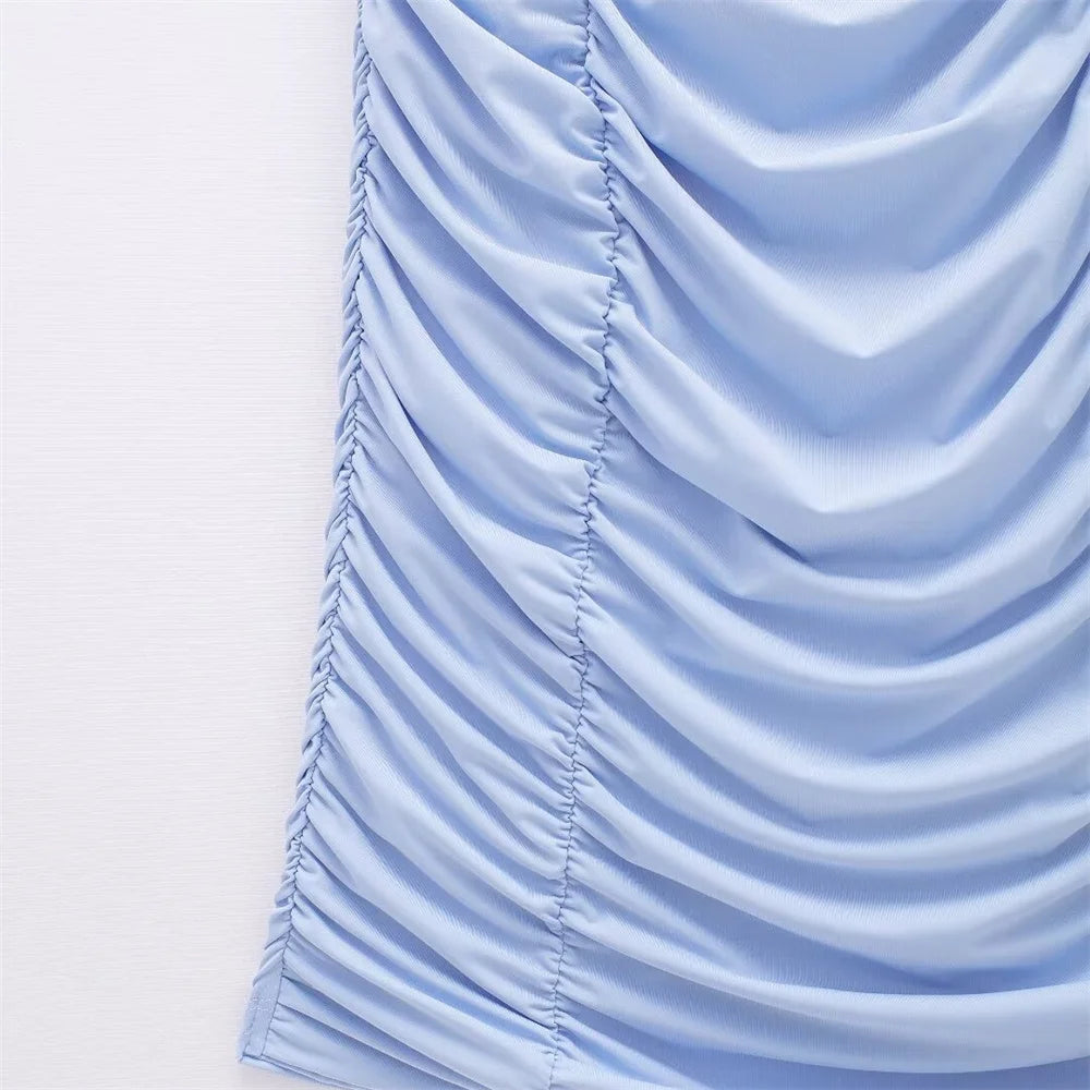 Aiertu  -  European And American Style Summer Women's New Fashionable And Casual Solid Color Sleeveless Slim Fit Pleated Dress Aiertu