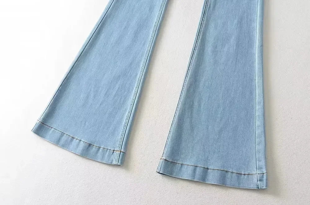 Aiertu  -  High Waist Denim Pants Women Solid Color Elastic Slim Fit Flare Pants For Hot Girl Denim Trousers Women Flare Jeans Streetwear Aiertu
