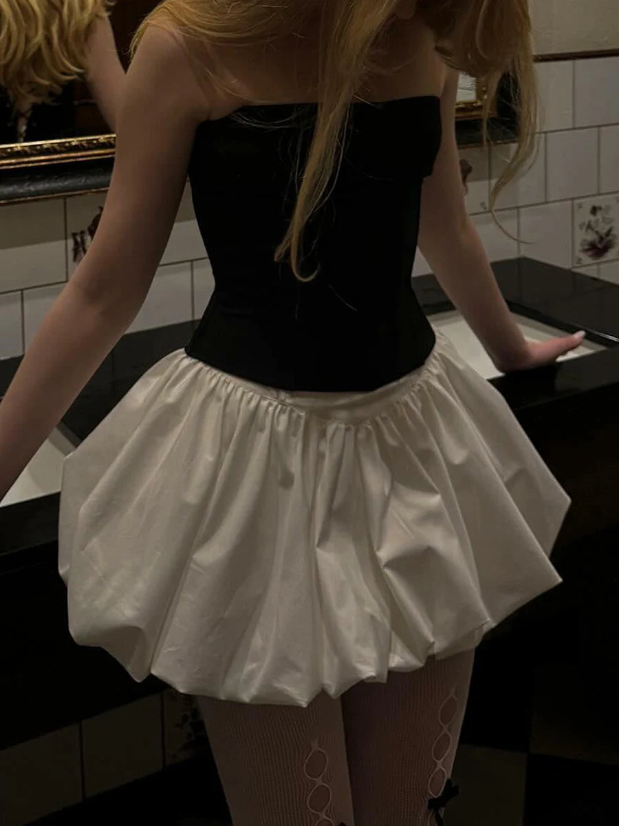 Aiertu  -  Women Y2K Bubble Skirt y2k Clothes Elegant Solid Color High Waist A Line Bud Mini Skirt 2000s Evening Party Skirts Streetwear Aiertu