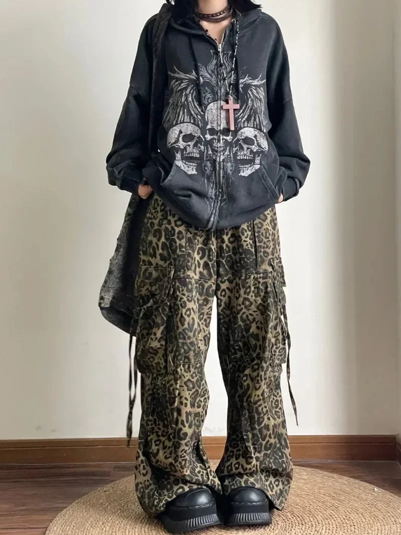 Aiertu  -  Harajuku Casual Drawstring Hoodies Women Y2k Aesthetic Loose Printing Vintage Coats Streetwear Zipper American Sweatshirts Aiertu