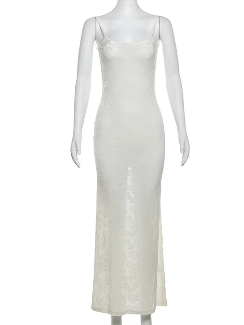 Aiertu  -  Women's Sexy Backless Summer Beach Dresses 2026 Female Sleeveless See-through Bodycon Long Evening Party Slip Dress White Black Aiertu