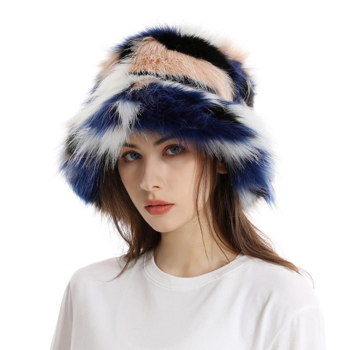 Aiertu  -  Bucket Hat Purple Winter New Candy Color Faux Fur Y2k Warm Plush Basin Hat Unisex Bucket Hat Hat Hats for Women Aiertu