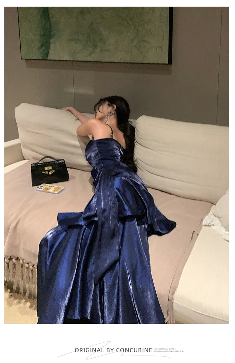 Aiertu  Vintage Long Dress Women Party Prom Sexy Spaghetti Strap Maxi Dresses Elegant Ruffles Robe Summer Korean Bodycon Vestidos Aiertu