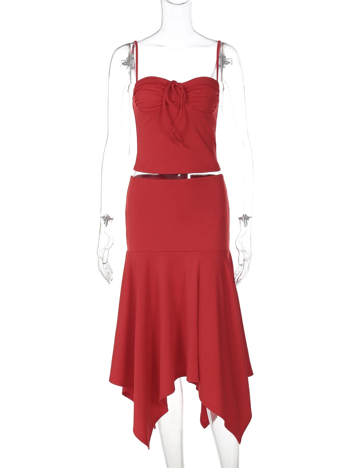 Aiertu  -  Sling Skirt Suit Women's Sleeveless Solid Slim T shirt Top Irregular Long Skirt High Waist Casual 2026 Summer Fashion Set Aiertu