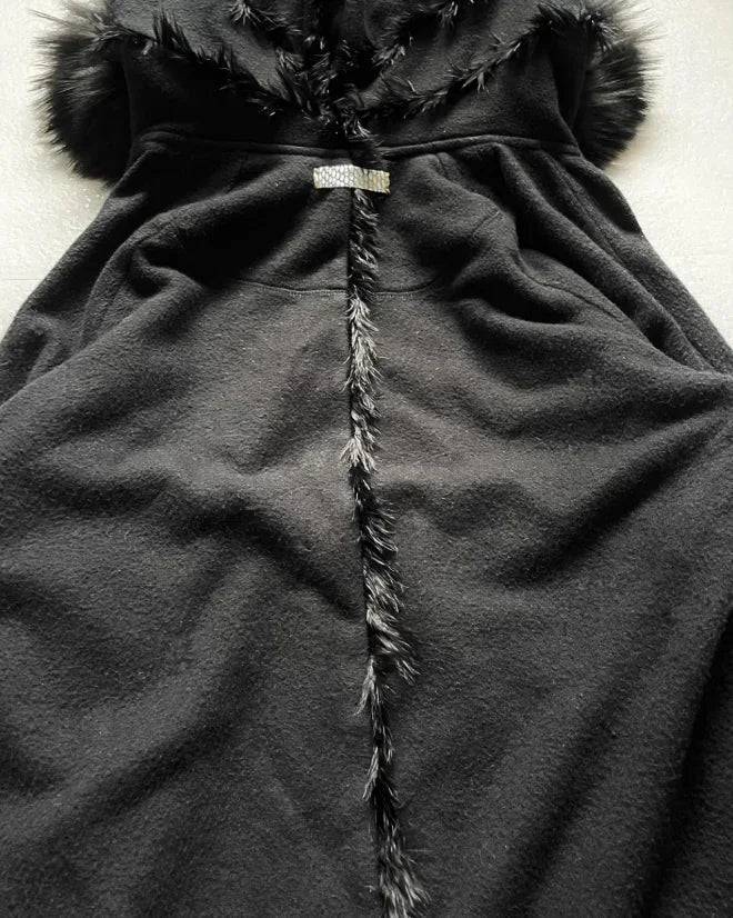 Aiertu  -  Exquisite Trendy Stitching Fur Collar Simple Double-sided Hooded Thickened Coat High Street Hip-hop Y2k Punk Retro Couple Coat Aiertu