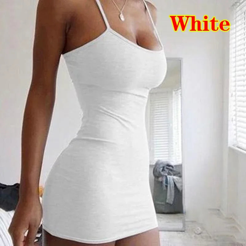 Aiertu Summer Street Bodycon Dress Sexy Short Dress Nightclub Dress for Women Tight-Fitting Wrap Hip Over-The-Knee Sleeveless Dresses Aiertu