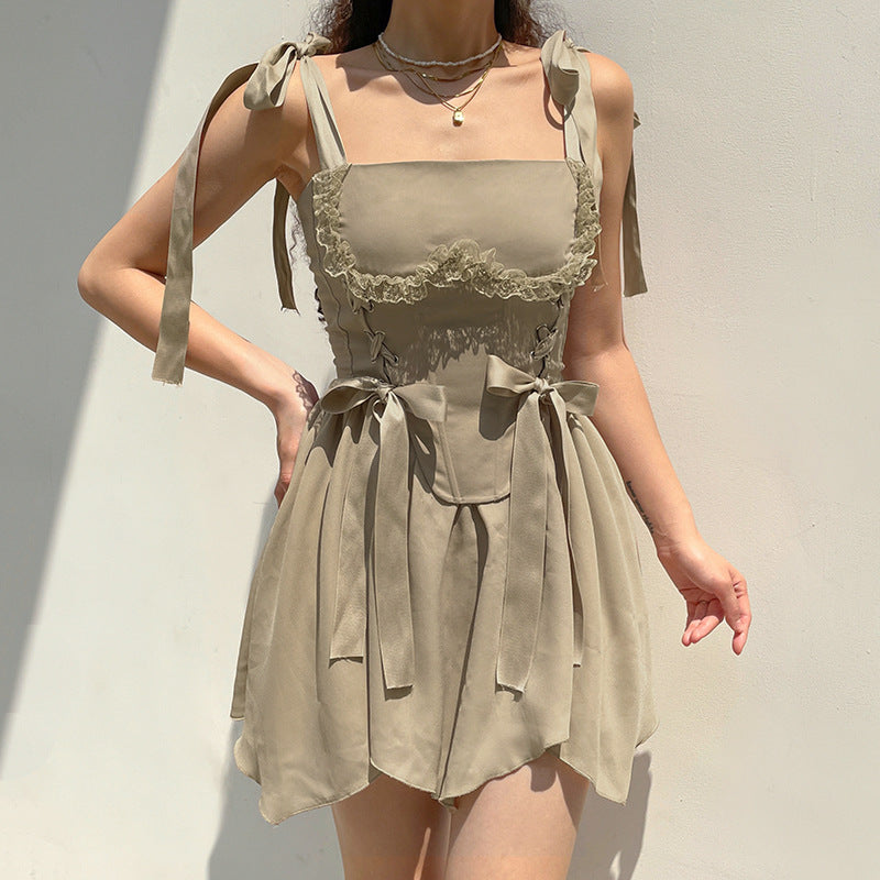 Aiertu - Style Lace And Fungus Stitching Dress Aiertu