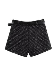 Aiertu  Women Fashion With Belt Texture Side Zipper Mini Skirts Shorts Vintage High Waist Female Chic Lady Shorts Aiertu