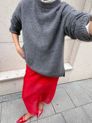 Aiertu  - Women Gray Knitted Sweater Fashion O-neck Long Sleeve Basic Casual Pullover Top 2026 Autumn New Female Commuting Knitwear Aiertu