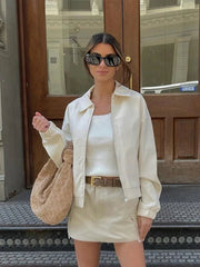 Aiertu  -  Zipper Cropped Jacket For Women Spring Long Sleeve Bomber Jacket Coat Streetwear Loose Demi-Season Jacket Outwear 2026 New Aiertu