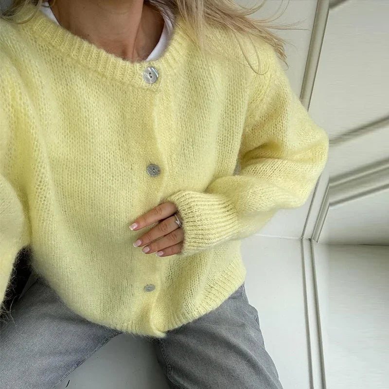 Aiertu  -  Loose Knitted Single Breasted Cardigans Women Casual O-neck Long Sleeve Solid Sweater 2026 Autumn New Female Chic Tops Knitwear Aiertu