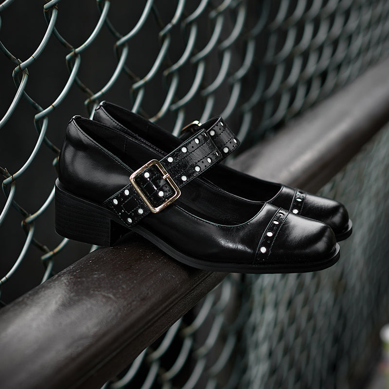 Aiertu  -  NEW Spring/Autumn Women Pumps Genuine Leather Shoes for Women Pointed Toe High Heel Shoes Metal Buckle Mary Janes Handmade Shoes Aiertu