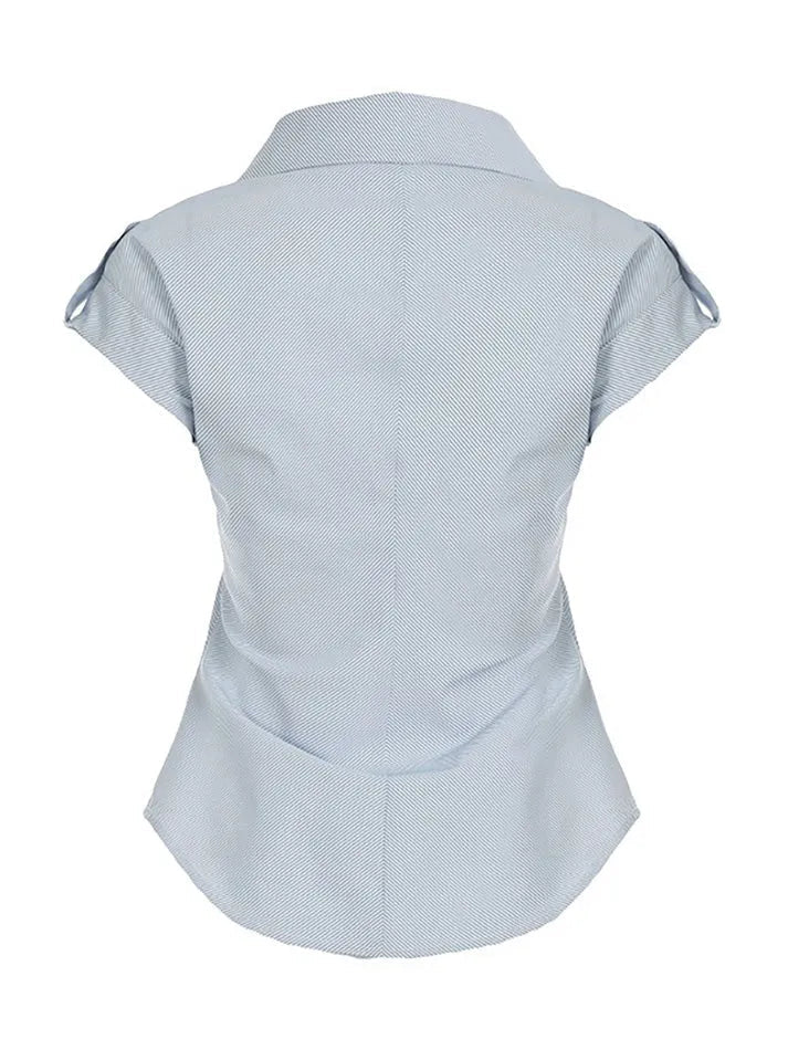 Aiertu  -Striped Contrast Slim-Fit Button-Up Shirts aiertu